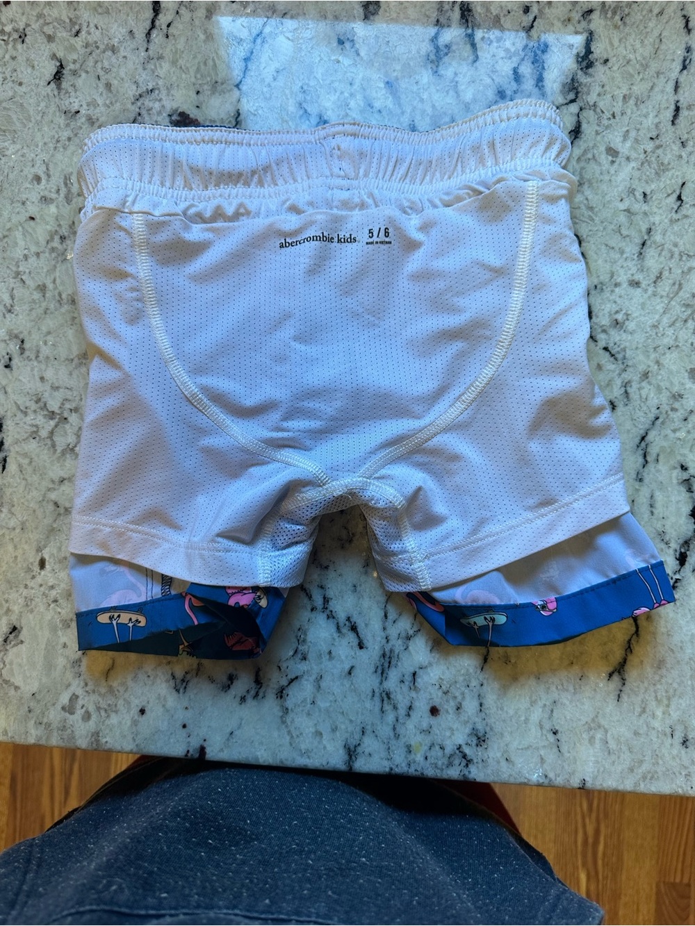 Abercrombie & Fitch Blue Shorts with Pink Flamingo Print - Picture 4 of 6